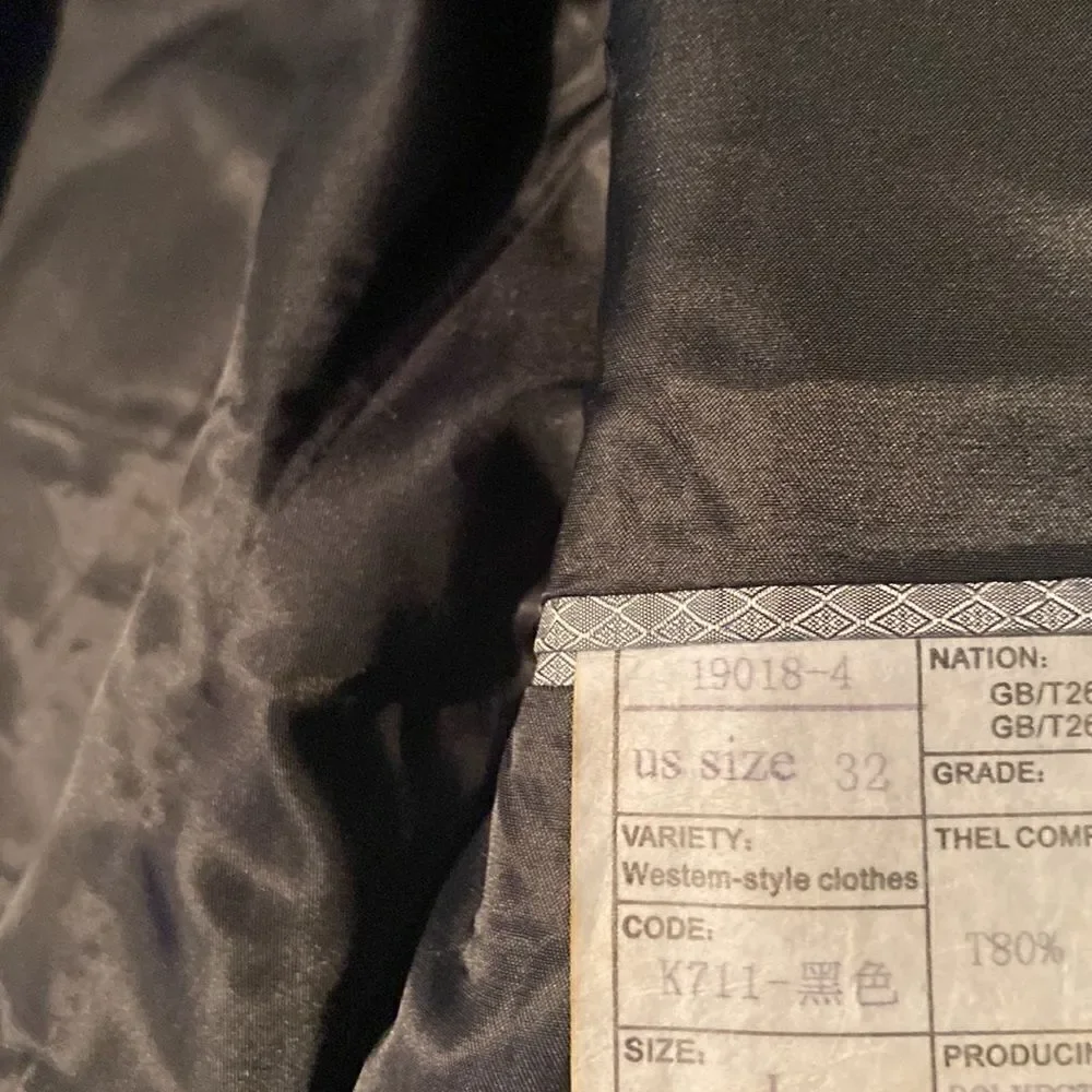 Men’s Black Suit Jacket Blazer One Button Notched Lapel Size 32 NWOT